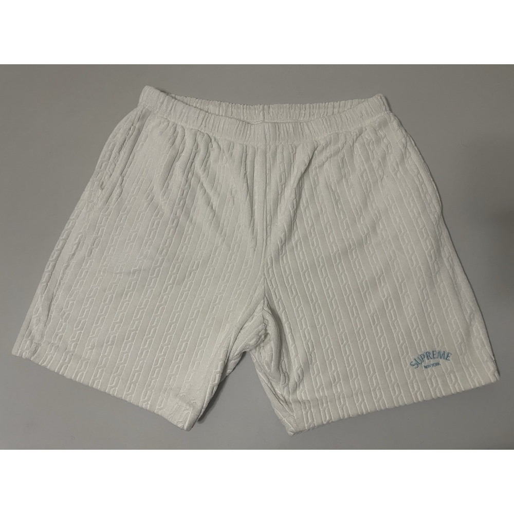 Supreme Cable Knit Terry Shorts Men's Size XL White SS18‎